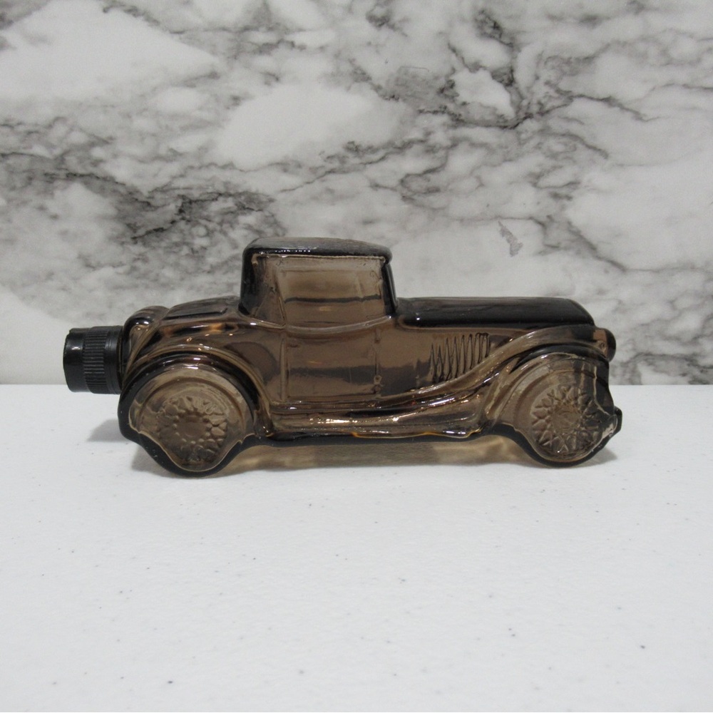 Vintage Avon Car Glass Bottle Sterling Six Leather After Shave
